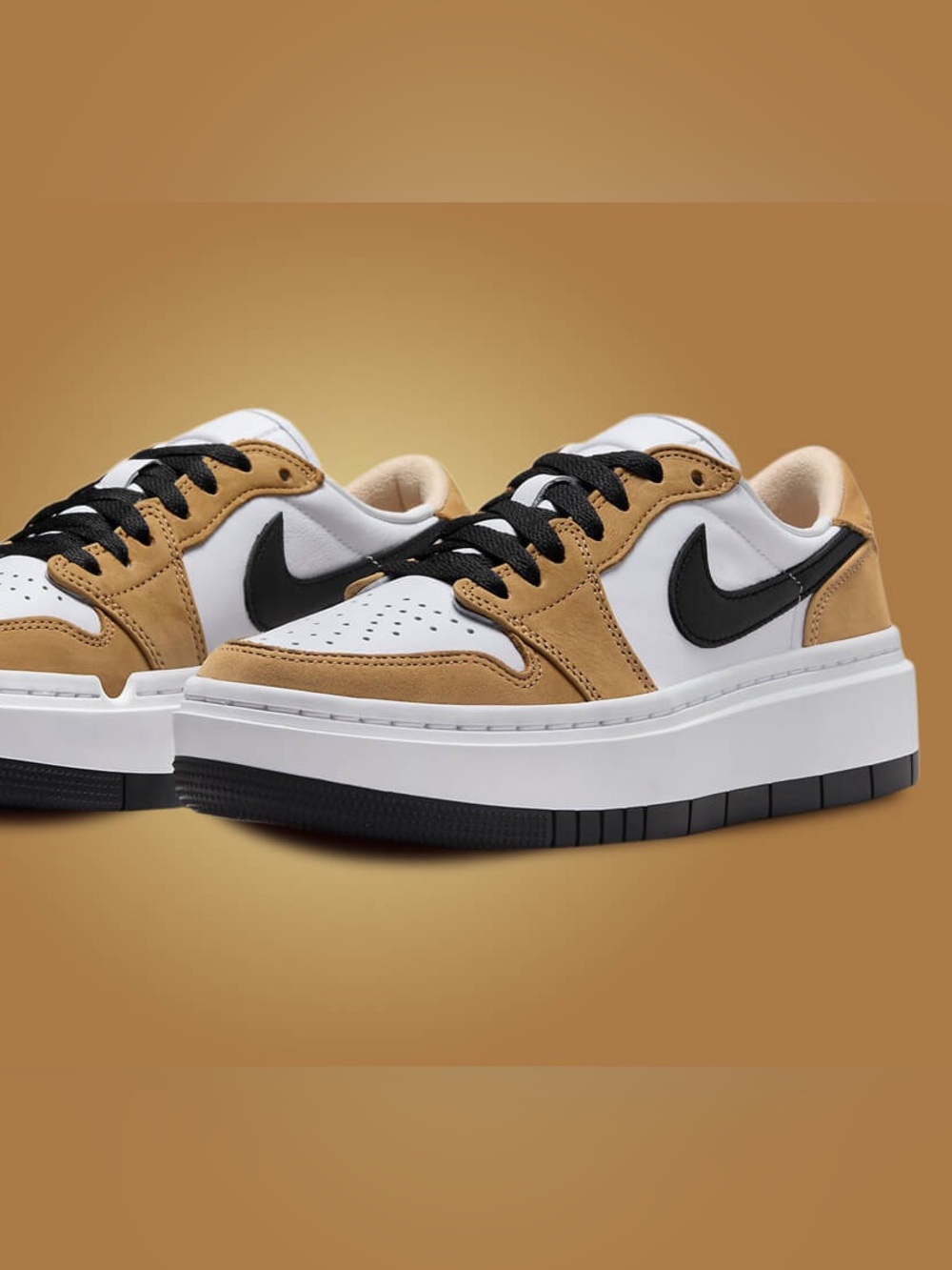 Nike Low-Top Sneakers in White, Black & Tan Suede